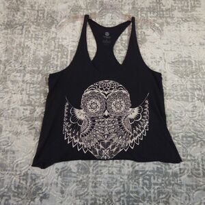 Element Skateboards Shirt Women's Large Black Crop Tank Top Geometric Owl